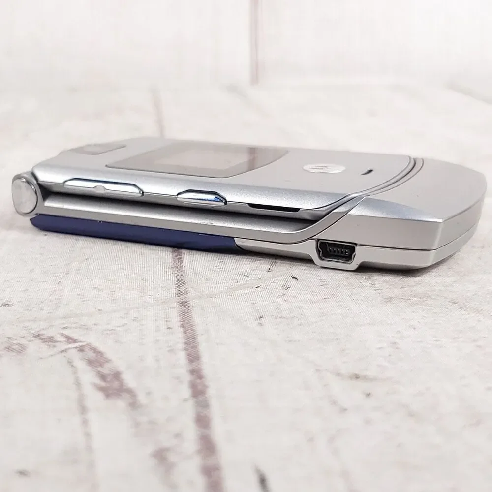 NO BATT Motorola RAZR V3 Flip Cell Phone - CINGULAR SILVER w/ Box Manual, TESTED